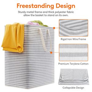 <strong>Large</strong> Collapsible Laundry <strong>Basket</strong> 75L 100L Freestanding Waterproof Clothes Hamper <strong>Storage</strong> with Easy Carry Handles for Clothes - Product Image 3
