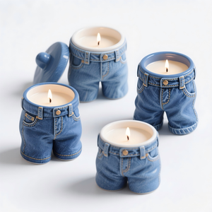 Portavelas de Cerámica con Forma de Jeans - Diseño Vaquero Pintado a Mano en 3D, Pedido Personalizado al por Mayor para Decoración del Hogar y Suministro para Tiendas de Regalos - Product Image 1