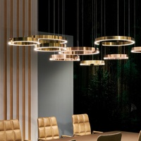 Lustre de table à manger nordique moderne, décoration de luxe haut de gamme, LED dimmable, pour salon, îlot, anneau, transfrontalier
