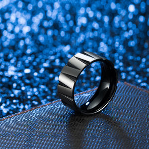 Geometric Titanium Steel <b>Ring</b> Black Colored Gold Unisex Fashion Jewelry Gift - Product Image 3
