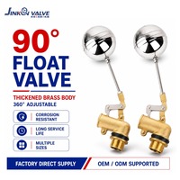 Vanne flottante en laiton à 90 degrés pour réservoir d'eau, réglable à 360°, vanne à boisseau sphérique en acier inoxydable 304, 1/2-1'', OEM JINKON VALVE FQ-T, sans alimentation