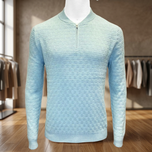 Pull-over personnalisé pour homme, col rond, manches longues, fermeture éclair, respirant, 100% coton peigné, coupe confortable, anti-plis - Product Image 3