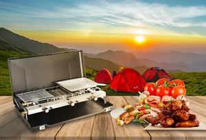 Barbecue Portable, plateau de Table léger, allumage automatique, <span class=keywords><strong>Double</strong></span> brûleur, <span class=keywords><strong>Camping</strong></span>, <span class=keywords><strong>gaz</strong></span> Butane - Product Image 6