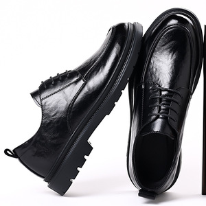 Zapatos Derby de Cuero Negro para Hombre, Formales, para Boda, Negocios, Oxfords con Suela Gruesa, para Todas las Temporadas - Product Image 1