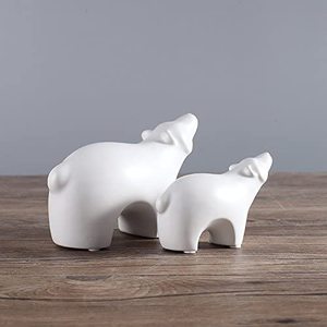 Set di Statuette di Orso Polare in <span class=keywords><strong>Ceramica</strong></span>, Sculture e Statue di Animali per Arredamento Casa, Oggetti d'Arte Fatti a Mano (Bianco, 2) - Product Image 3