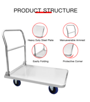 Chariot à main Chariot en acier inoxydable 60*90 Charge 400kg SS201 SS304 Chariots