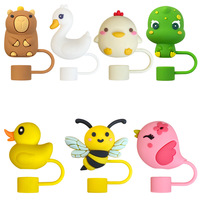 Vente en gros de nouveaux breloques en paille en silicone pour animaux mignons populaires, accessoires réutilisables adaptés aux pailles d'un diamètre de 10 mm