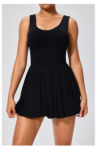 Robe de golf plissée Aoyema de haute qualité, sans manches, côtelée, pour femmes, pour le tennis, le <span class=keywords><strong>badminton</strong></span>, les vêtements de sport, avec short et soutien-gorge intégrés - Product Image 3