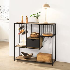 Cross-border best-selling <b>kitchen</b> storage <b>rack</b>, steel and wood combination, no drilling required, multi-layer multi-functional - Product Image 1