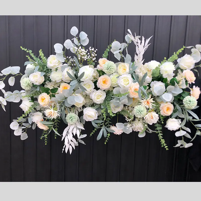 L0192 الزفاف ترتيب المشهد الطابق الديكور استخدام زهرة صف الحرير الزهور صف الزفاف الزهور الاصطناعية الممر زهرة عداء