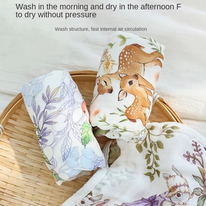 Serviette à salive pour bébé en coton tissé à six couches à motif floral carré écologique à séchage rapide pour enfants - Product Image 3