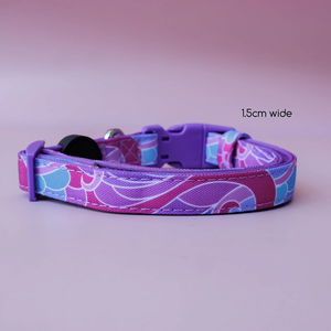 Collier pour chien de haute qualité, vagues violettes, toile et néoprène durables, confortable, élégant, personnalisable - Product Image 2