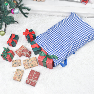 Nuevo Saco de Papá Noel a Cuadros con Cordón, Colorido, Navideño, Tamaño Grande, Regalo Extra para Año Nuevo, Saco de Papá Noel Rosa a Cuadros - Product Image 4