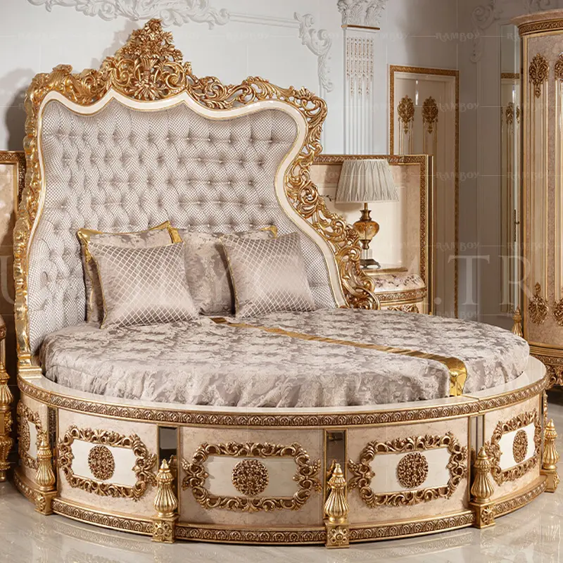 Luxury Royal Fancy Solid Wood Home Luxury Bedroom Furniture Set Interior Design