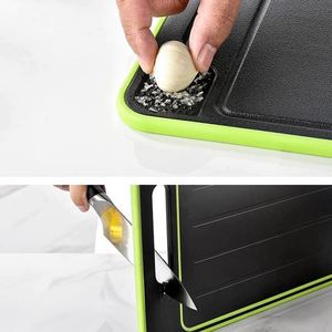 Non-Slip Green <b>Plastic</b> 4 in 1 Double Sided Eco-friendly Chopping Board Sharpening Garlic Grater Defrosting Tray for Frozen Meat - Product Image 5