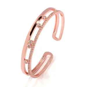 Zircon Adjustable Jewelry Copper Brass Bangle Bracelet Cuff