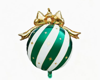 Weihnachtsdekoration Runder Folienballon Schleife Weihnachten Gestreifter Stern-Druck Heliumballons Neujahr Feiertagsparty Wanddekoration