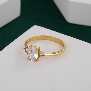 Anel de Promessa Delicado com Design Moderno, Banhado a Ouro <span class=keywords><strong>18K</strong></span>, Joia de Casamento com Moissanite - Product Image 6