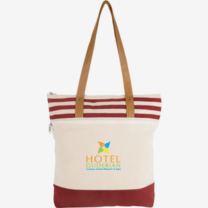 Bolsa de Lona de Algodón <span class=keywords><strong>Cora</strong></span> Lane con Logotipo Personalizado, Bolsa de Regalo al por Mayor con Cierre y Rayas Promocionales - Product Image 1