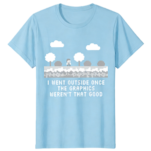 Maglietta grafica da uomo con stampa Retro Pixel Game I Went Outside Once Funny Joke, camicia a maniche corte in cotone - Product Image 5