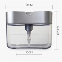 Distributeur de savon à pompe de lavage de vaisselle innovante Porte-éponge en ABS Tampon à récurer pour évier de cuisine Brosse de nettoyage liquide pratique