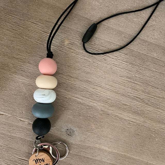 Teacher Lanyard Lovely Apple TEACH Lanyard Personalized Silicone Beads Boho Keyrings Gifts Image 4