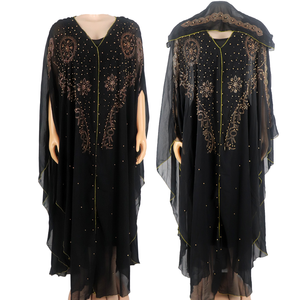 Lisami, Nueva Moda Musulmana, Abaya Árabe Bordada, Hiyab de Chifón y Poliéster, Pañuelo de Gran Tamaño - Product Image 1
