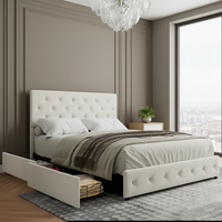 Cadre de lit de luxe moderne réglable et rembourré sur mesure, taille Queen ou King, de haute qualité