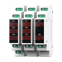Din rel 18mm tegangan Meter, pengukur tegangan tiga fase tunggal AC 80-500V 220V 380V Modular Voltmeter tampilan Digital LED