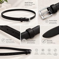 Ceinture décontractée noire en PU pour femme avec boucle en alliage et logo personnalisé, longueur et largeur ajustables, boucle à ardillon OEM/ODM