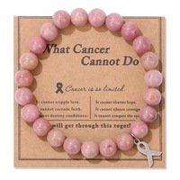 Prevención del cáncer Cinta roja Colgante Polvo Cristal Piedra natural Pulsera con cuentas Lo que el cáncer no puede hacer Tarjeta de regalo