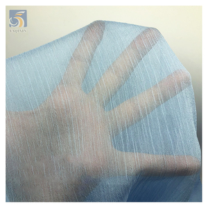 库存批量 100% 涤纶绉纱面料 30D 丝条纹皱纹雪纺绉纱面料，用于窗帘和服装 - Product Image 4