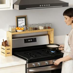 Estante de Almacenamiento de Madera para Estufa, Organizador de Especias de Bambú para Encimera de Cocina, Estante Multiusos Vertical para Especias de Estufa de Gas - Product Image 1