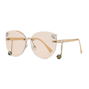 Lunettes de soleil pendantes sans monture de luxe pour femmes, protection UV400 en métal, type 3, style tendance - Product Image 1