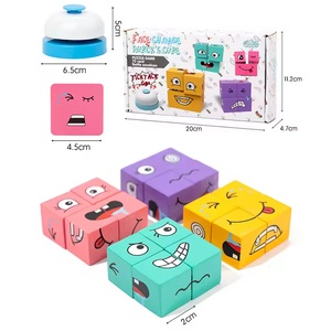Jeu de <span class=keywords><strong>puzzle</strong></span> de reconnaissance d'expressions faciales avec cubes <span class=keywords><strong>en</strong></span> <span class=keywords><strong>bois</strong></span>, 1 à 4 joueurs, pour enfants et adultes - Product Image 2