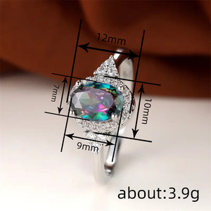 Anello ovale triangolare colorato per donna, gioielli da dito di lusso, delicati e alla moda - Product Image 5