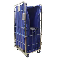 Grande conteneur à roulettes pour le stockage en entrepôt hospitalier et industriel de la blanchisserie, avec housses intérieures et extérieures pour sacs de linge