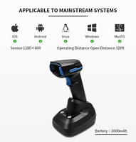 Escáner de Códigos de Barras 2D HC-881BT, Lector de Códigos QR Inalámbrico Automático, Escaneo Preciso de DataMatrix PDF417 para Sistemas POS