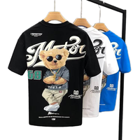 T-shirt à manches courtes Little Cool Bear pour homme, marque de mode streetwear, 100% coton tricoté, coupe ample