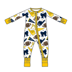 Kinderen 230 GSM voetbalprint bamboe jumpsuit baby pyjama's pasgeboren jongens en meisjes slaappakken peuter rompers dubbele rits romper - Product Image 3