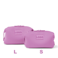 Grande trousse de toilette portable avec fermeture éclair, en néoprène imperméable, carrée, pour femmes, organiseur de cosmétiques