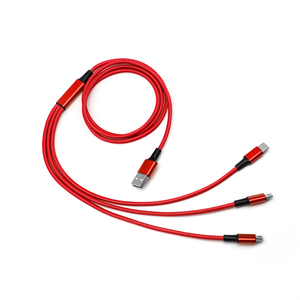 Two Cores 100cm Braided 3 in 1 <strong>Multi</strong> USB <strong>Charger</strong> New Products 2024 USB Charging Cable for IPhone. - Product Image 2