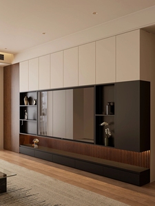 Armadietto da parete in stile semplice moderno <span class=keywords><strong>per</strong></span> TV personalizzabile da soggiorno con pannello in legno a LED incorporato - Product Image 4