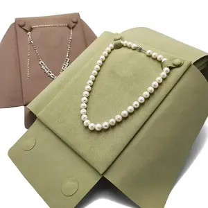 New high-end microfiber cloth pearl necklace bag blue storage bag portable snap bag