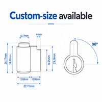 Cylindre de serrure à came en laiton massif avec 2 clés, rotation à 90 degrés, taille personnalisée pour armoire, tiroir, casier