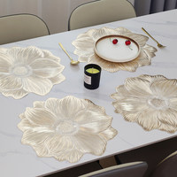 Sous-plat rond antidérapant de luxe en PVC, motif lotus, isolant thermique, épais, lavable, pour hôtel et maison