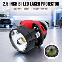 Projecteur de phare bi-LED laser OEM d'usine 2,5 pouces à double optique 6000K 12V 24V, faisceau haut et bas universel, lentille de retrofit