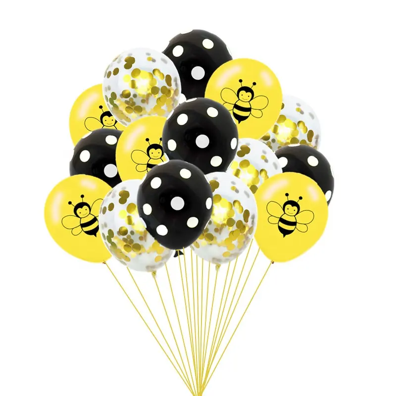 Mutlu arı günü balonlar lateks puanl altın konfeti balonları arı baskılı balonlar çelenk arı bebek duş malzemeleri için