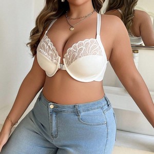 <span class=keywords><strong>Reggiseno</strong></span> Plus Size con Chiusura Frontale in Pizzo, Scollo a V Profondo, Push-up, <span class=keywords><strong>Minimizer</strong></span>, con <span class=keywords><strong>Ferretto</strong></span>, Supporto Laterale, Traspirante, per Seno Grande - Product Image 5