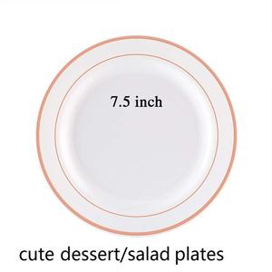 <span class=keywords><strong>100</strong></span> Pack 7.5 pouces personnalisé mariage jetable en <span class=keywords><strong>plastique</strong></span> or rose jante assiette fête mariage ensemble <span class=keywords><strong>de</strong></span> vaisselle - Product Image 2